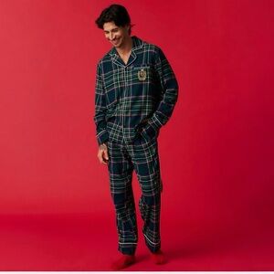 NWT Posh Peanut Men's Green Flannelette Plaid Pajama Set- Size S & L - MSRP $88